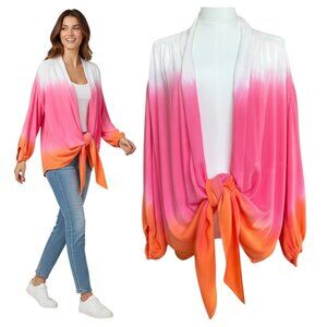 Young Fabulous & Broke Carmen Tie-Front Ombré Blouse Pink Orange M
